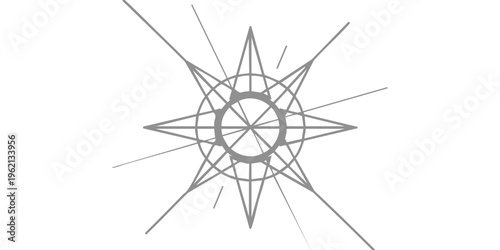 Minimalist geometric star symbol with radiating lines for modern branding and graphic design projects