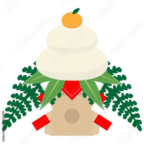 年賀状に！お正月の鏡もちイラスト