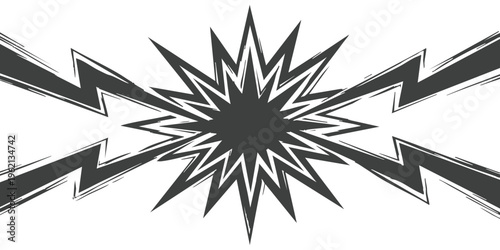 Comic book style explosive starburst and lightning bolt shapes isolated on white background