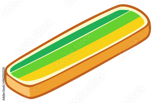 Vibrant Isometric Striped Surfboard Illustration for Summer Beach Water Sports and Recreation