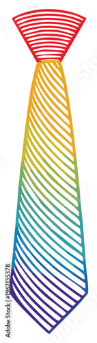 Modern abstract rainbow striped tie graphic for fashion celebrations and pride events