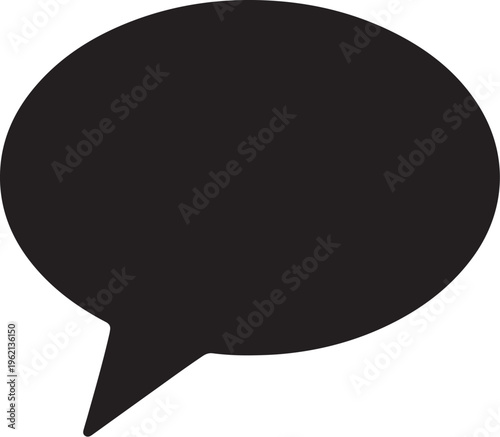 Black speech bubble, chat icon, vector dialogue symbol, conversation balloon
