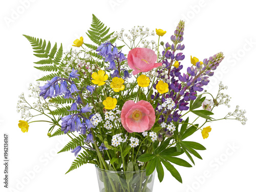 Colorful Wildflower Bouquet in Glass Vase