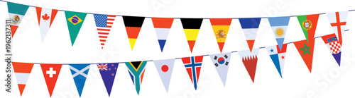 Garlands with pennants in the colors of the participating teams