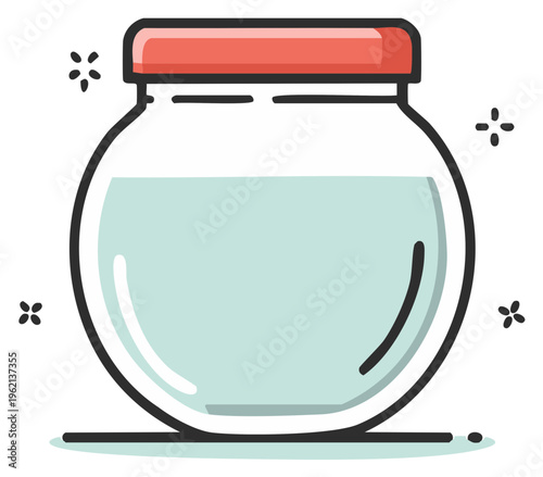 Stylized cartoon fishbowl with lid and clean water ideal for keeping pets or small aquariums