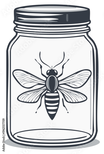 Insect trapped in a glass jar illustrating containment and study