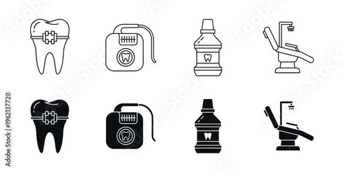 Dental care and oral hygiene icons