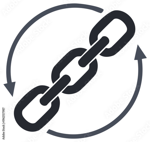 Abstract chain link icon with circular arrows illustrating update refresh and connection