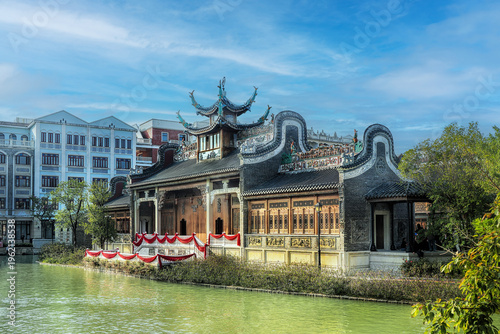 Jiangmen city, Kaiping, Guangdong, China. Chikan Ancient Town was built in 1649, designated as a National Historic and Cultural town, example of the quaint architectural style and folk customs.