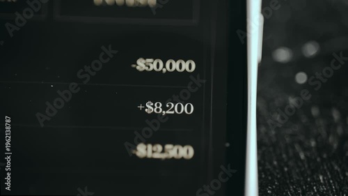 Financial app showing deposited and withdrawn amounts