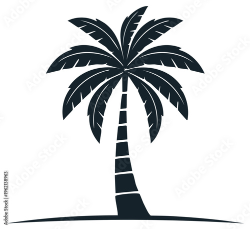 Silhouette of a tropical palm tree in a flat design