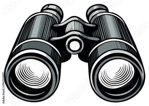 Vector illustration of binoculars design in grayscale