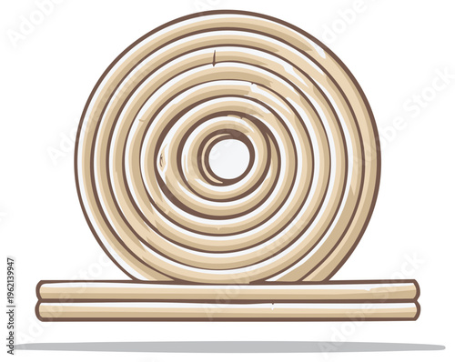 Illustration of a coiled rope roll for use, craft or construction