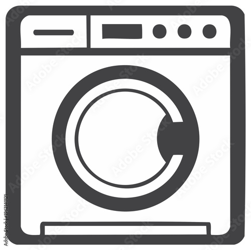 Simple Washing Machine Icon Modern Appliance for Laundry Room Minimalist Design Element