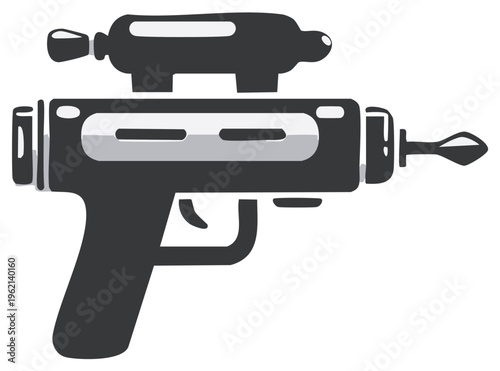 Stylized Black and Gray Ray Gun Toy for Futuristic Space Adventures