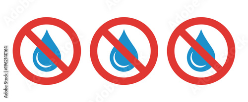 No water icon set isolated on white background, drought warning symbols eps 888