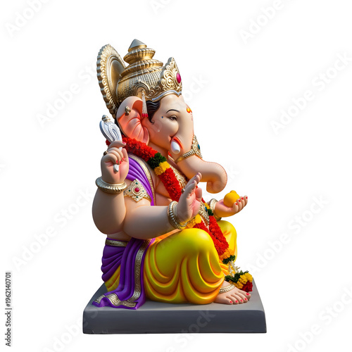 AI Generated Illustration for Happy Ganesh Chaturthi Festival for Invitation, is one of the best-known and most worshiped god in the Hindu religion lord Ganesha of Indian wedding festival tradition