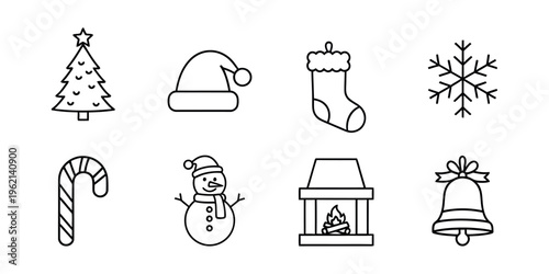 Christmas icons and symbols in a single image