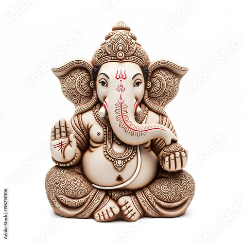 AI Generated Illustration for Happy Ganesh Chaturthi Festival for Invitation, is one of the best-known and most worshiped god in the Hindu religion lord Ganesha of Indian wedding festival tradition
