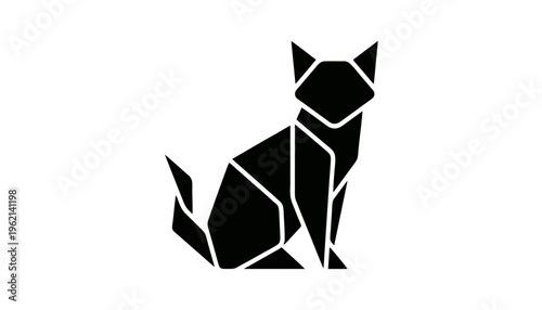 Cat Silhouette with Hidden City Skyline – Double Exposure Vector Concept