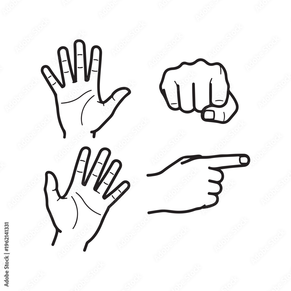 Fototapeta premium Hand Gestures Icon Set Vector Illustration