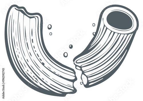 Illustration of pasta with a broken macaroni shape