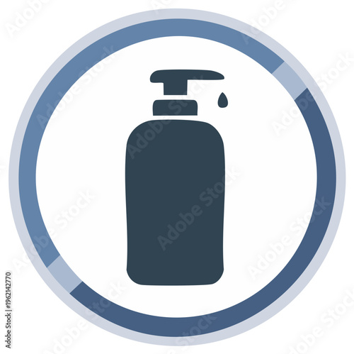 Vector Illustration of Soap Dispenser With Drop In Circle Frame Sanitation Hygiene
