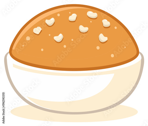 Bowl of Indian Halwa Dessert with Cashews on Top