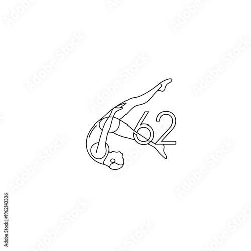 Pilates reformer studio equipment vector illustration, linear workout apparatus with gymnast figure, fitness training and physical therapy concept