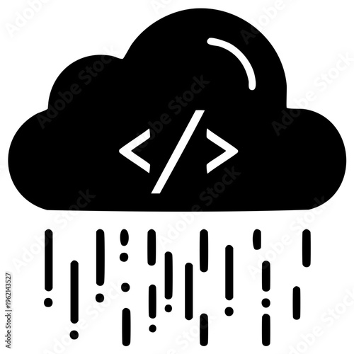 Cloud Coding and Data Transfer Icon for Technology and Software Development