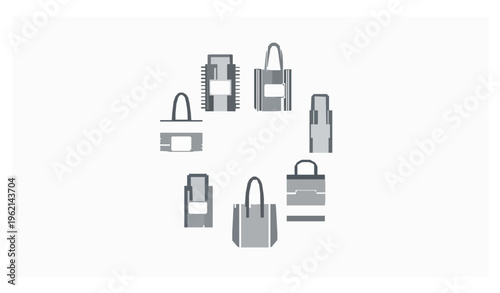 Striped tote bag template collection vector with customizable mockup designs isolated on white background