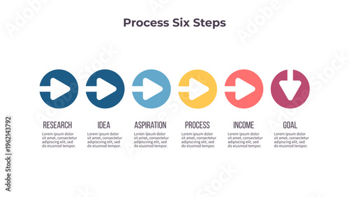 Business infographic template. Process chart with six options, steps. Vector chart.