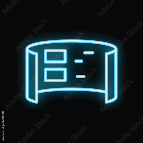 Blue neon sign illustrating blank projection screen for your advertisement