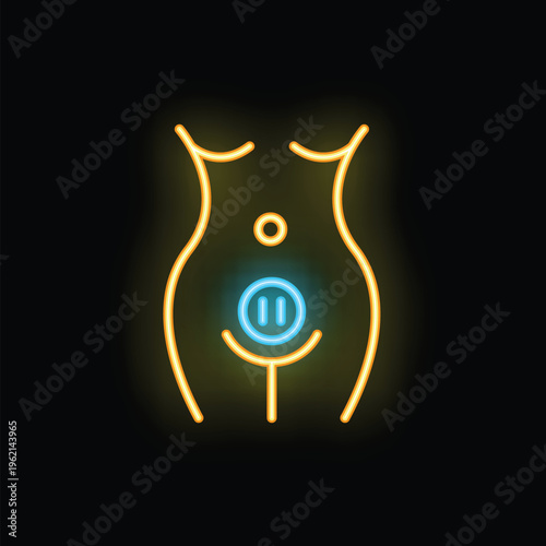 Neon sign illuminating a diaphragm, a birth control method used by women