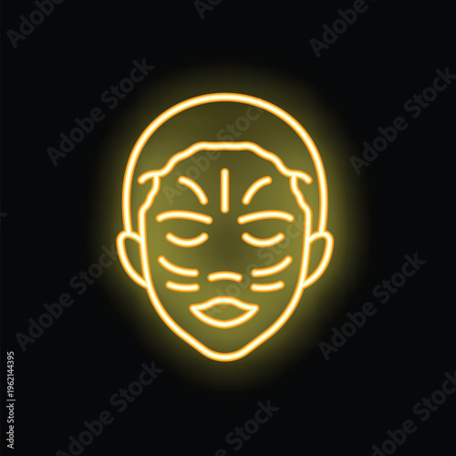 Neon sign of a woman applying cosmetic patches under her eyes, a symbol of beauty and skincare