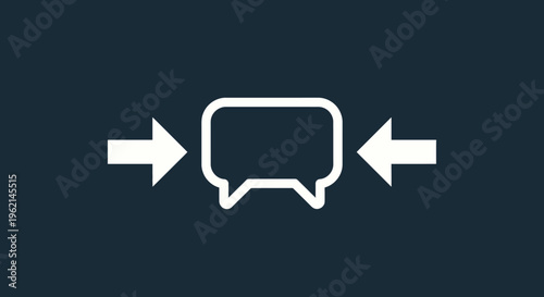 Communication exchange chat bubble icon with arrows indicating incoming and outgoing messages on a dark blue background.