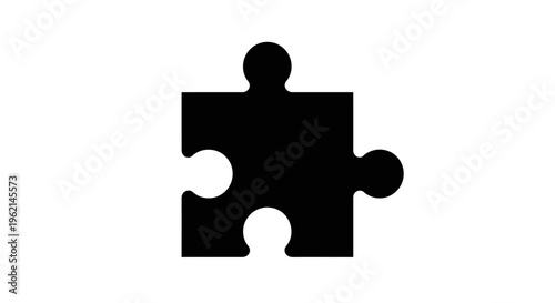 Black puzzle piece icon representing solution or connection on isolated white background.