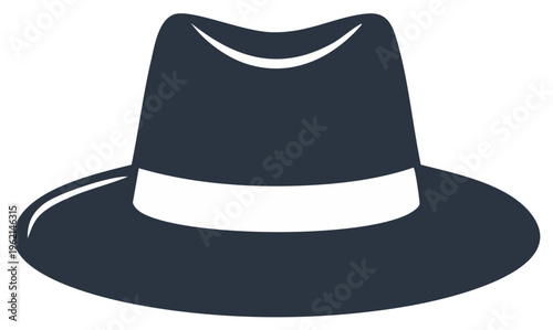 Classic black fedora hat design minimal elegant fashion accessory illustration
