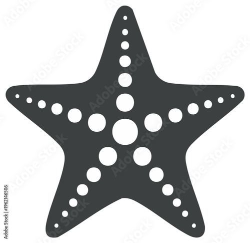Dark Gray Starfish With White Spots Illustration Isolated Ocean Life Vector Art