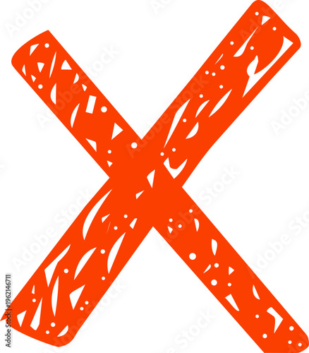 Scribble cross hand drawn doodle mark. Grunge sign of check, stamp of false, no or ban 