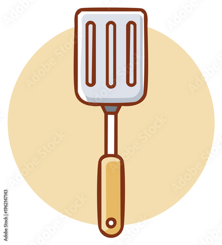 Illustration of a Kitchen Turner Spatula on Yellow Background Cooking Utensil