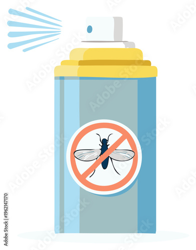 Insect repellent spray illustration with prohibition sign for mosquitoes