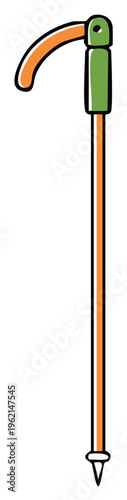 Hiking stick illustration showing trekking pole equipment for climbing adventure