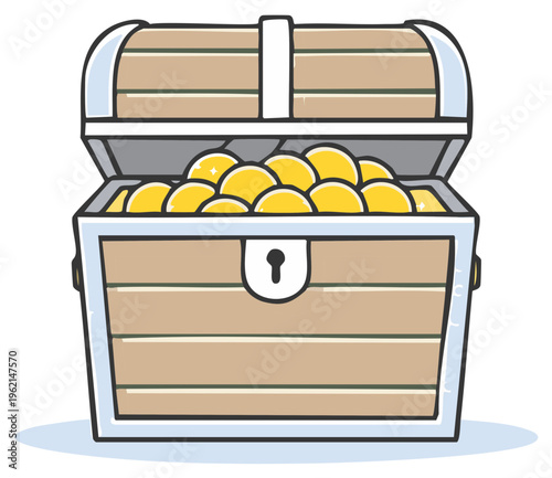Open Treasure Chest Full of Gold Coins and Sparkles