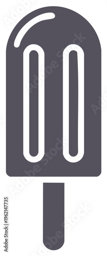 Simple Popsicle Icon, Summer Treat Vector, Minimalist Ice Pop Illustration, Cool Dessert Symbol, Grey and White Graphic