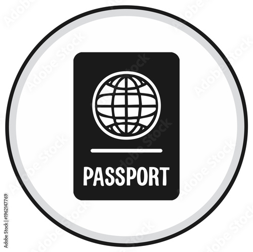 Passport icon symbol representing international travel document for identity verification and border control
