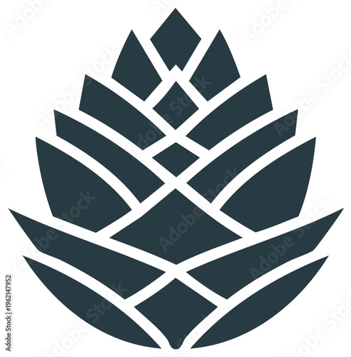 Stylized Conifer Cone Illustration Elegant Geometric Lines Nature Icon Symbol