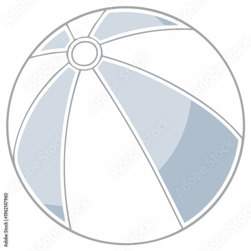 Simple vector illustration of a beach ball with muted blue gray stripes for summer design