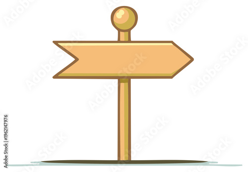Blank wooden arrow signpost cartoon illustration. Directional guide for travel and navigation.