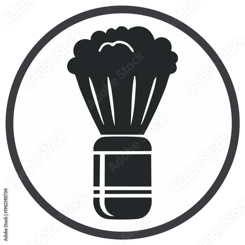 Classic Barbershop Shaving Brush with Foam Silhouette in Round Icon